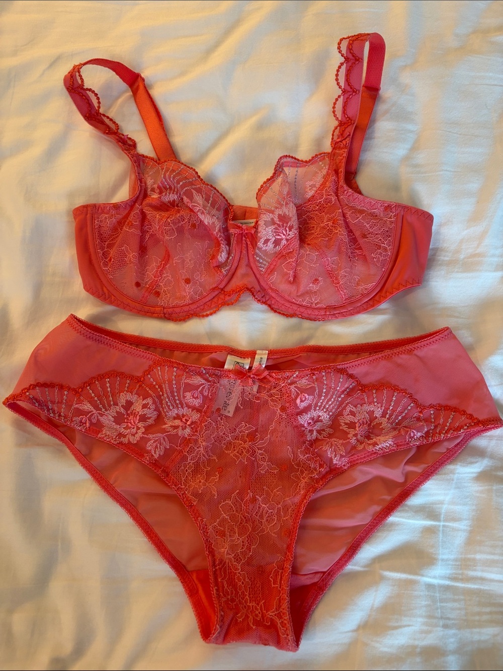 Empreinte by Lise Charmel coral Floral Lace Underwire Bra & Brief Set